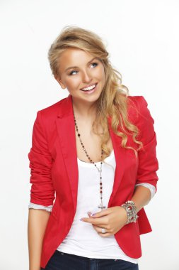 Kırmızı bir ceket modeli