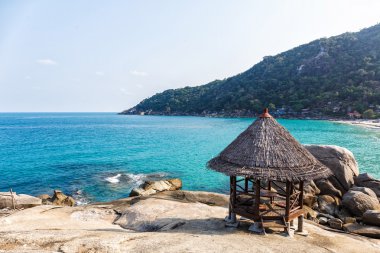 Sahildeki ahşap kulübe.