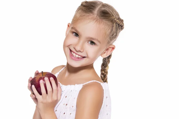 Чарівна дівчина з яблуком — стокове фото