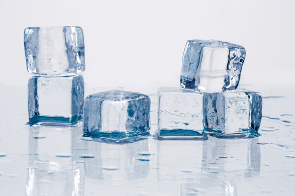 Ice cubes on table