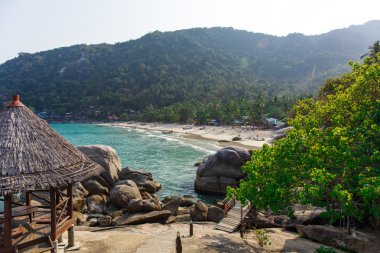 Sahildeki ahşap kulübe.