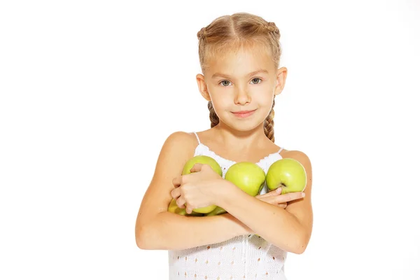 Okouzlující dívka s jablkem — Stock fotografie