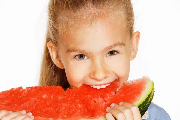 Bambina con anguria — Foto Stock