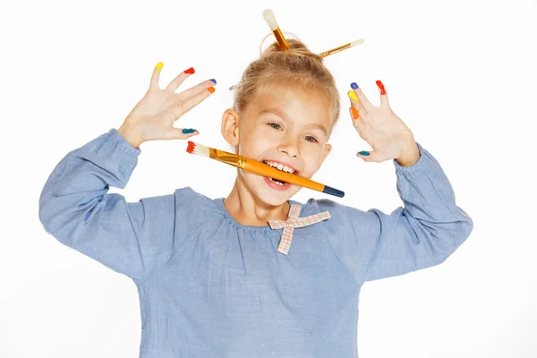 Junges Mädchen - Malerin — Stockfoto