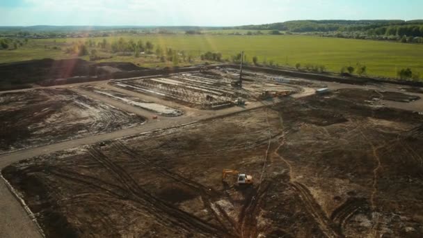 Vista aérea do estaleiro de construção — Vídeo de Stock