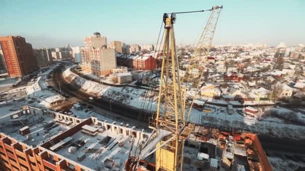 Construction crane. Aerial view — Stock Video