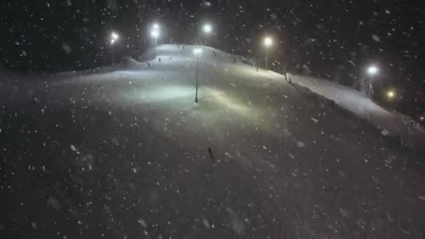 Aerial shot ski resort. Snow mountain — Stock Video