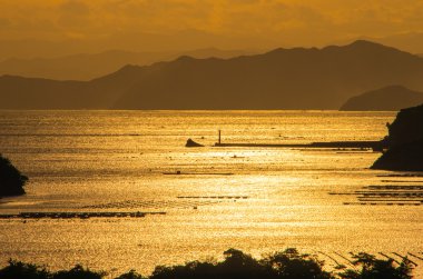 Önce bay siluet sunsetsky, mie Turizm Japonya
