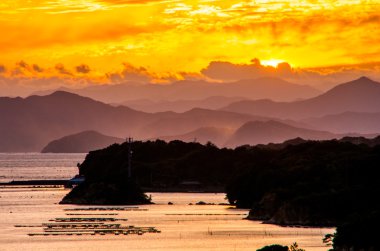 Önce bay siluet sunsetsky, mie Turizm Japonya