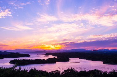 Önce bay siluet sunsetsky, mie Turizm Japonya