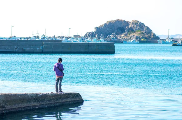 Japanese man at Port town — Stock Photo, Image