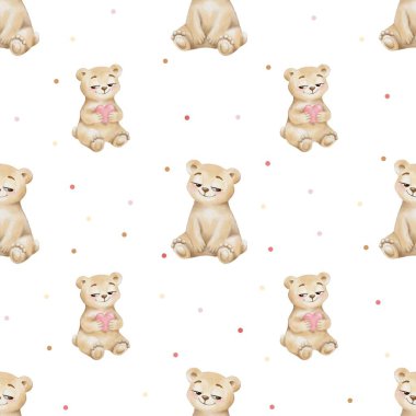 Beyaz arkaplana karşı yumuşak renklerde küçük, şirin ayılar, çeşitli kullanımlar için uygun..