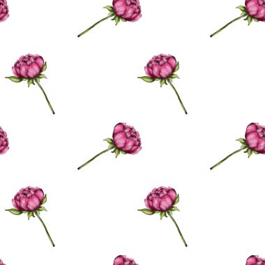 Paketleme ve kağıt kullanımı için uygun beyaz bir zemin üzerinde pürüzsüz pembe çiçek deseni.