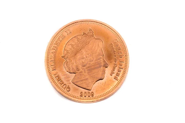 Närbild Two Pence Coin Från Gough Island — Stockfoto