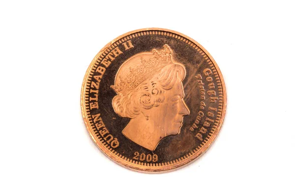 Närbild Halv Pence Mynt Från Gough Island — Stockfoto