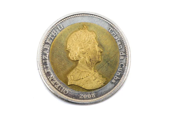 Närbild Ett Pence Mynt Från Tristan Cunha — Stockfoto