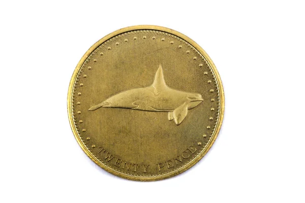 Närbild Pence Mynt Från Tristan Cunha — Stockfoto