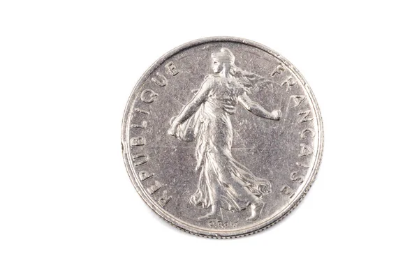 Närbild Franska Före Euron Half Franc Coin — Stockfoto