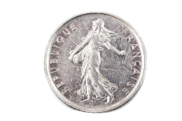 Närbild Fransk Pre Euro Five Francs Mynt — Stockfoto