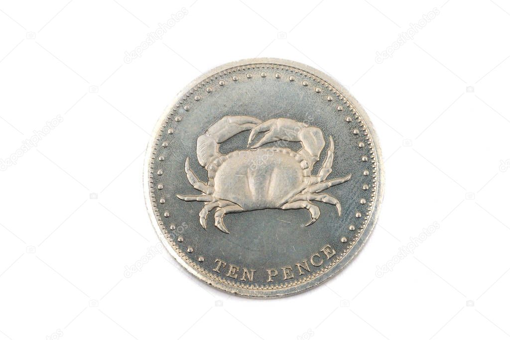 A close up view of a Ten Pence Coin from Tristan Da Cunha