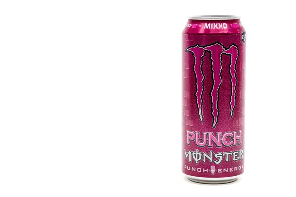 2020 Can Monster Mixxd Punch Energy Drink Isolated White Background — 스톡 사진