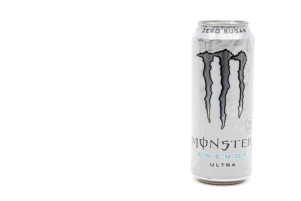 2020 Can Monster Zero Sugar Ultra Energy Drink Isolated White — 스톡 사진