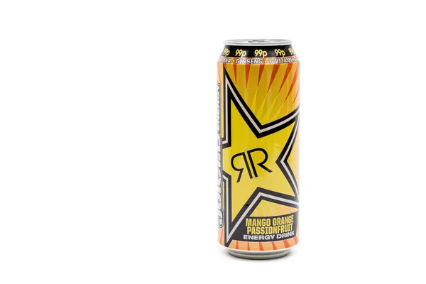London 2020 Can Rockstar Mango Orange Passionfruit Energy Drink Isolated — 스톡 사진