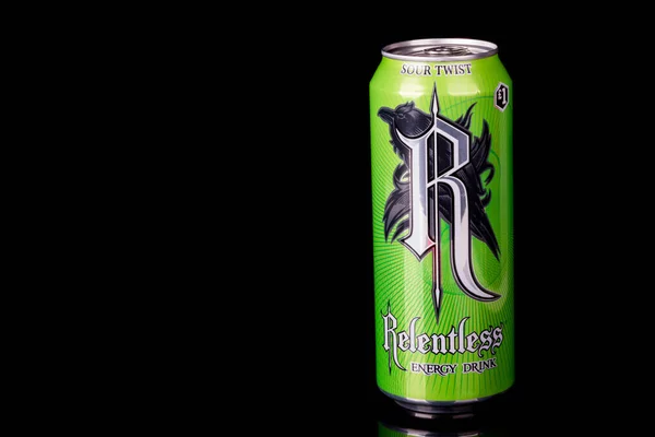 2020 Can Relentless Sour Twist Relentless Energy Drink Isolated Black — 스톡 사진