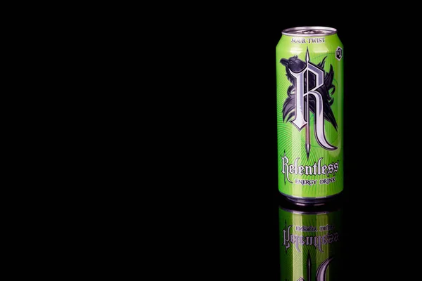 2020 Can Relentless Sour Twist Relentless Energy Drink Isolated Black — 스톡 사진