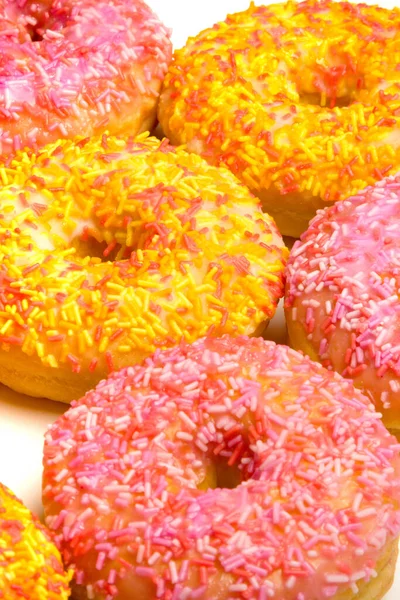 Iced Ring Donuts Een Witte Achtergrond — Stockfoto