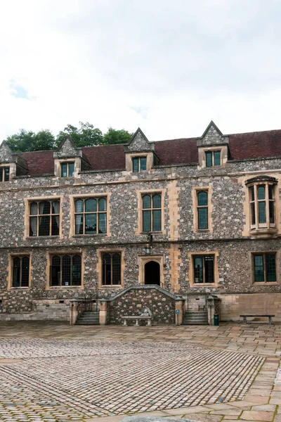 Winchester Wielka Brytania Sierpnia 2021 Starożytne Budynki Wokół Wielkiej Sali — Zdjęcie stockowe