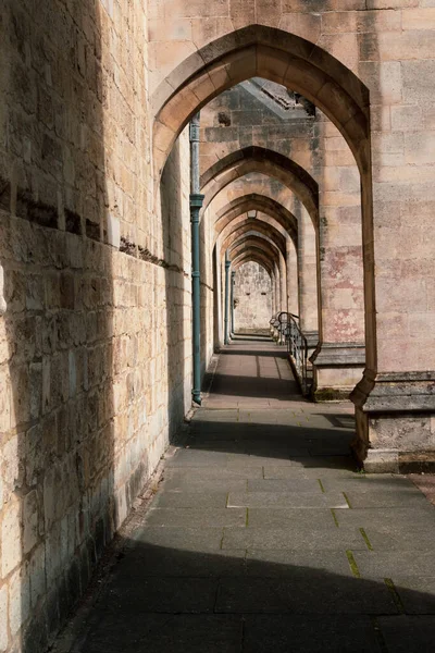 Winchester Reino Unido Agosto 2021 Claustro Largo Del Lado Catedral — Foto de Stock