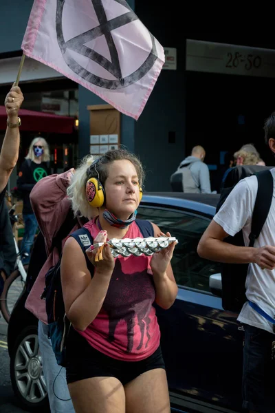 London United Kingdom 21St August 2021 Members Extinction Rebellion Take — Stock Photo, Image