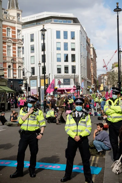 Londres Reino Unido Agosto 2021 Líneas Policiales Durante Una Protesta — Foto de Stock