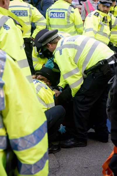 Londres Reino Unido Agosto 2021 Manifestante Rebelión Contra Extinción Arrestado — Foto de Stock