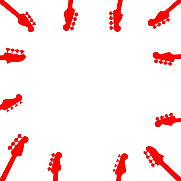 Bordo musicale con la silhouette della paletta della chitarra. Colore rosso modello collo chitarra su sfondo bianco . — Vettoriale Stock