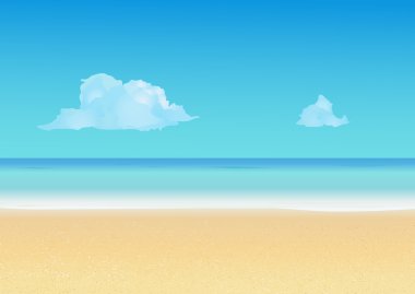 Summer background with tropical beach. Summer vacation, seashore resort, travel background.  clipart