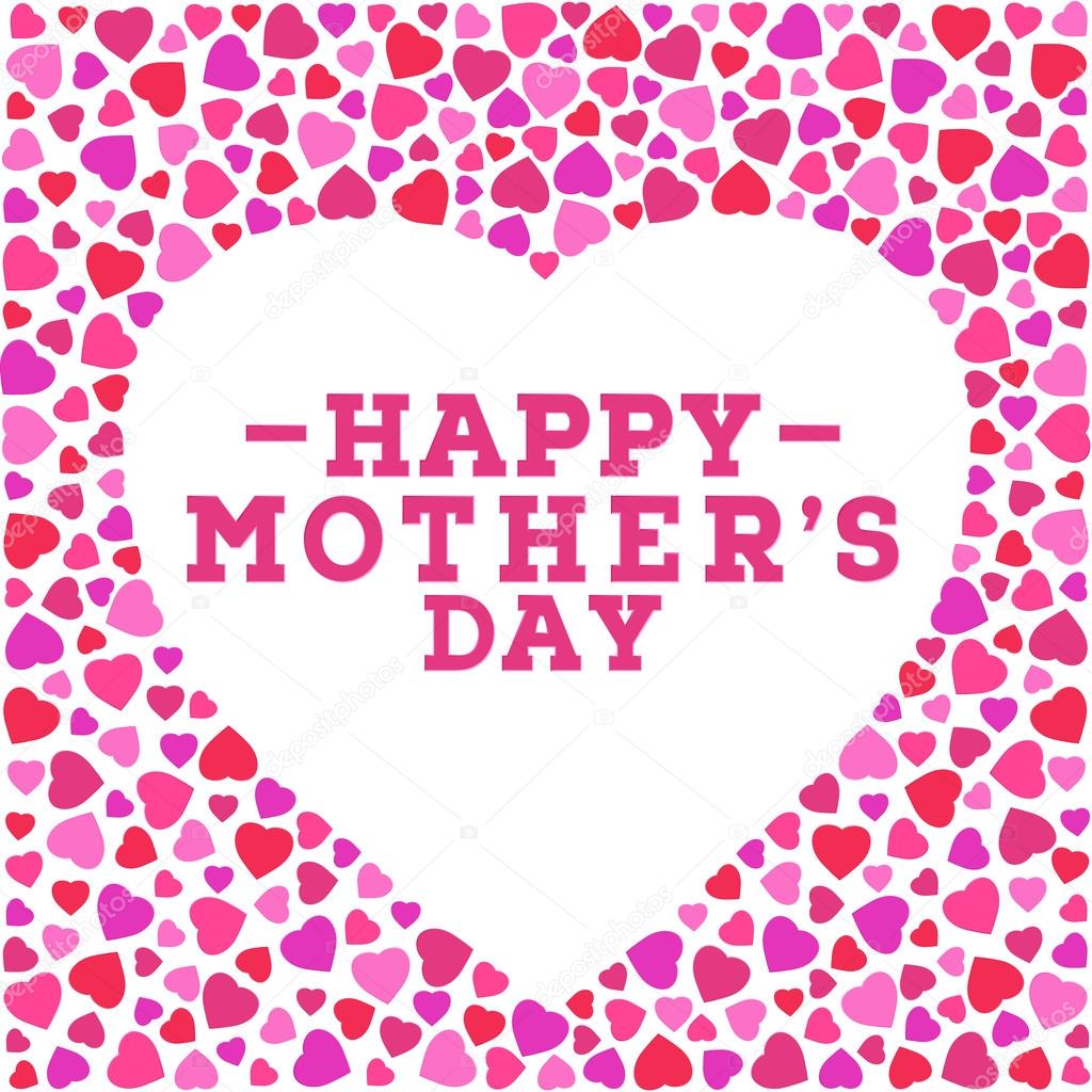 幸せな母の日のポストカード 白い背景に分離された鮮やかな心で接する グリーティング カードのデザイン テンプレート ストックベクター C Funkyplayer