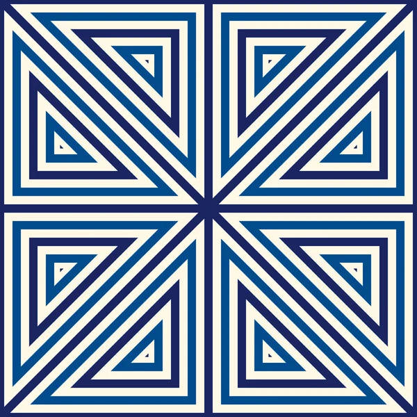 Bezešvé vzor s symetrický geometrické ornamenty. Pruhované modré bílé abstraktní pozadí. — Stockový vektor