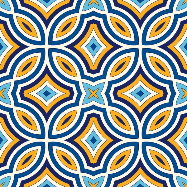 Helle ethnische abstrakte Hintergrund. nahtloses Muster mit symmetrischen geometrischen Ornamenten. — Stockvektor