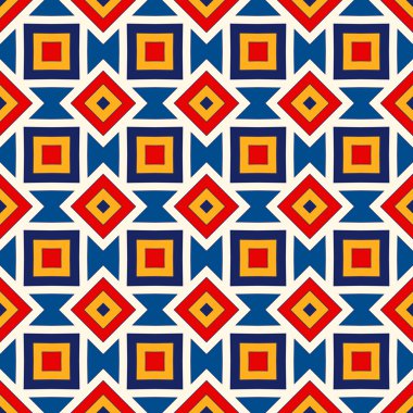 Parlak etnik arka plan. Simetrik geometrik süsleme ile Seamless Modeli. 