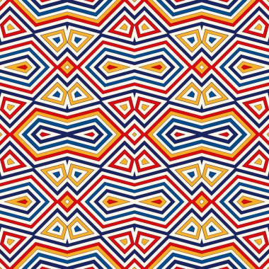 Parlak etnik arka plan. Simetrik geometrik süsleme ile Seamless Modeli.