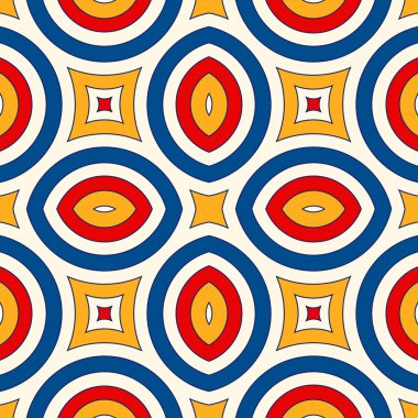 Parlak etnik arka plan. Simetrik geometrik süsleme ile Seamless Modeli.