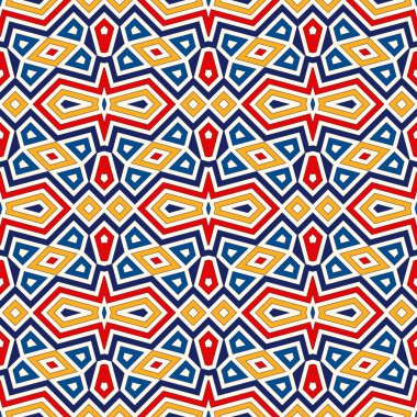 Parlak etnik arka plan. Simetrik geometrik süsleme ile Seamless Modeli.