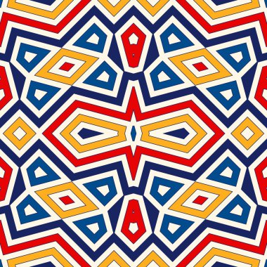 Parlak etnik arka plan. Simetrik geometrik süsleme ile Seamless Modeli.