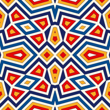 Parlak etnik arka plan. Simetrik geometrik süsleme ile Seamless Modeli.