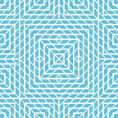 Simetrik geometrik süsleme ile Seamless modeli. Mavi renk arka plan.