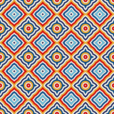 Parlak etnik arka plan. Simetrik geometrik süsleme ile Seamless Modeli.