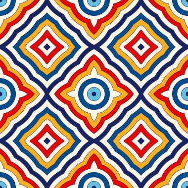 Parlak etnik arka plan. Simetrik geometrik süsleme ile Seamless Modeli.