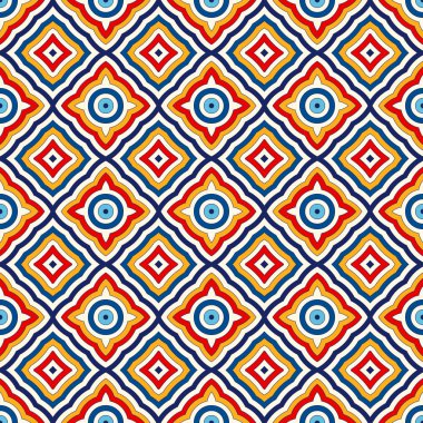 Parlak etnik arka plan. Simetrik geometrik süsleme ile Seamless Modeli.